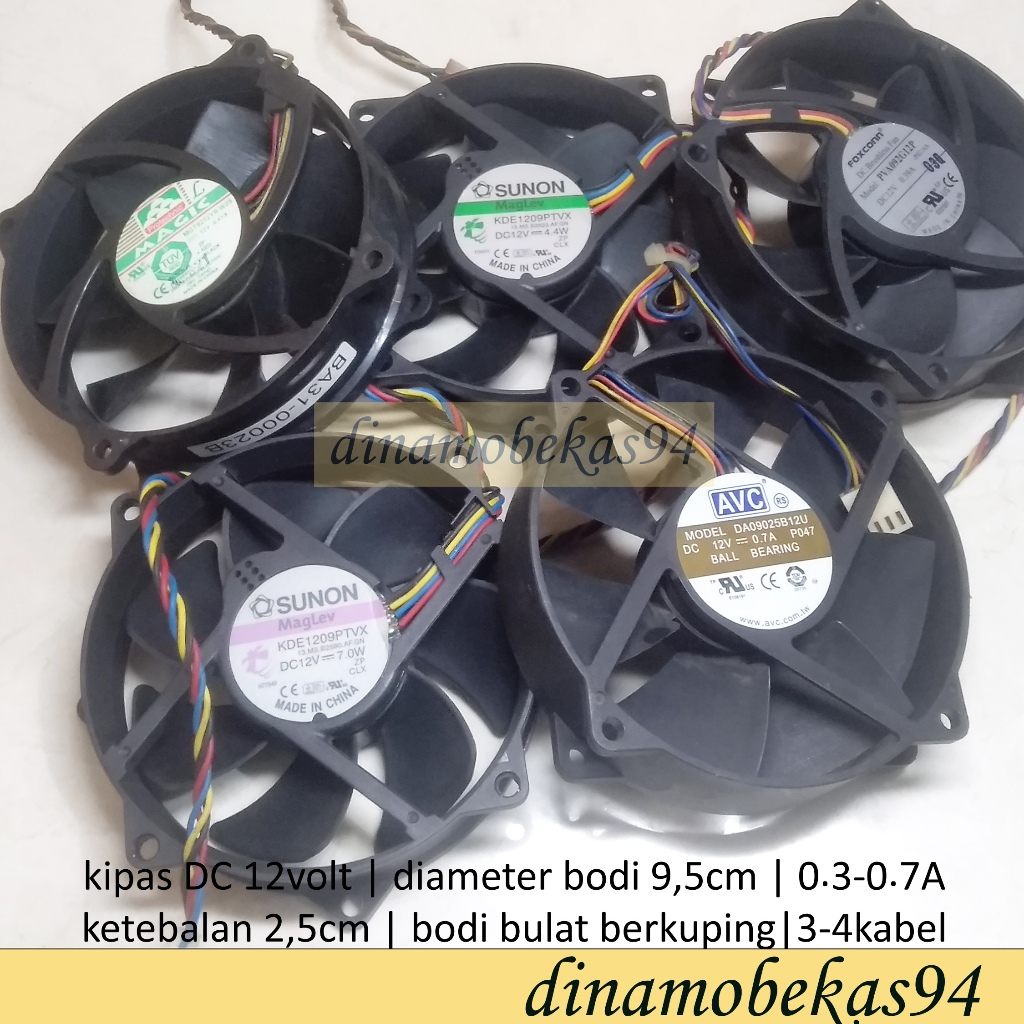 Kipas DC 12v Bulat 9,5x9,5cm 0.2A-0.7A Fan DC Brushless Sunon AVC Delta Aquascape
