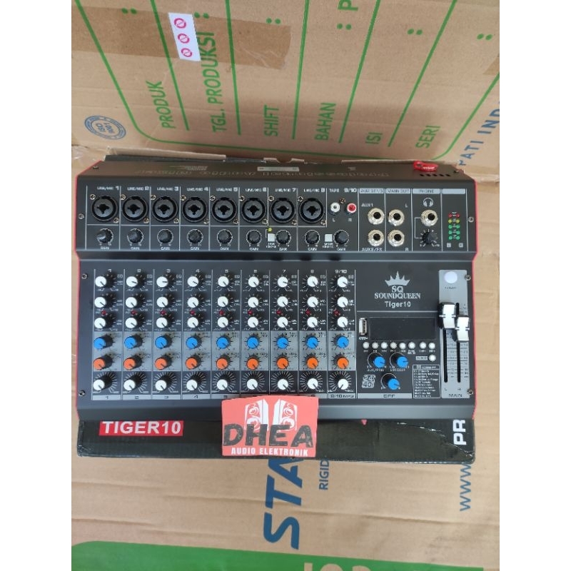 MIXER AUDIO SOUNDQUEEN TIGER 10 original 8 channel 8 mono 2 stereo efek 99dsp usb bluetooth garansi 