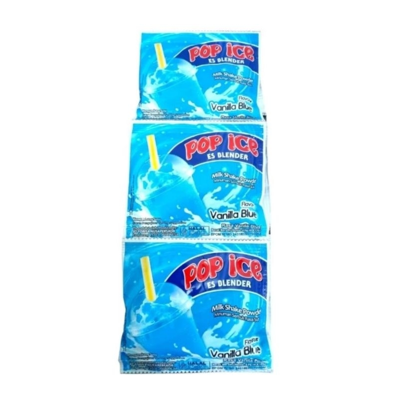 

Minuman Serbuk Pop Ice kemasan 1Renceng Vanilla Blue isi 10Pcs