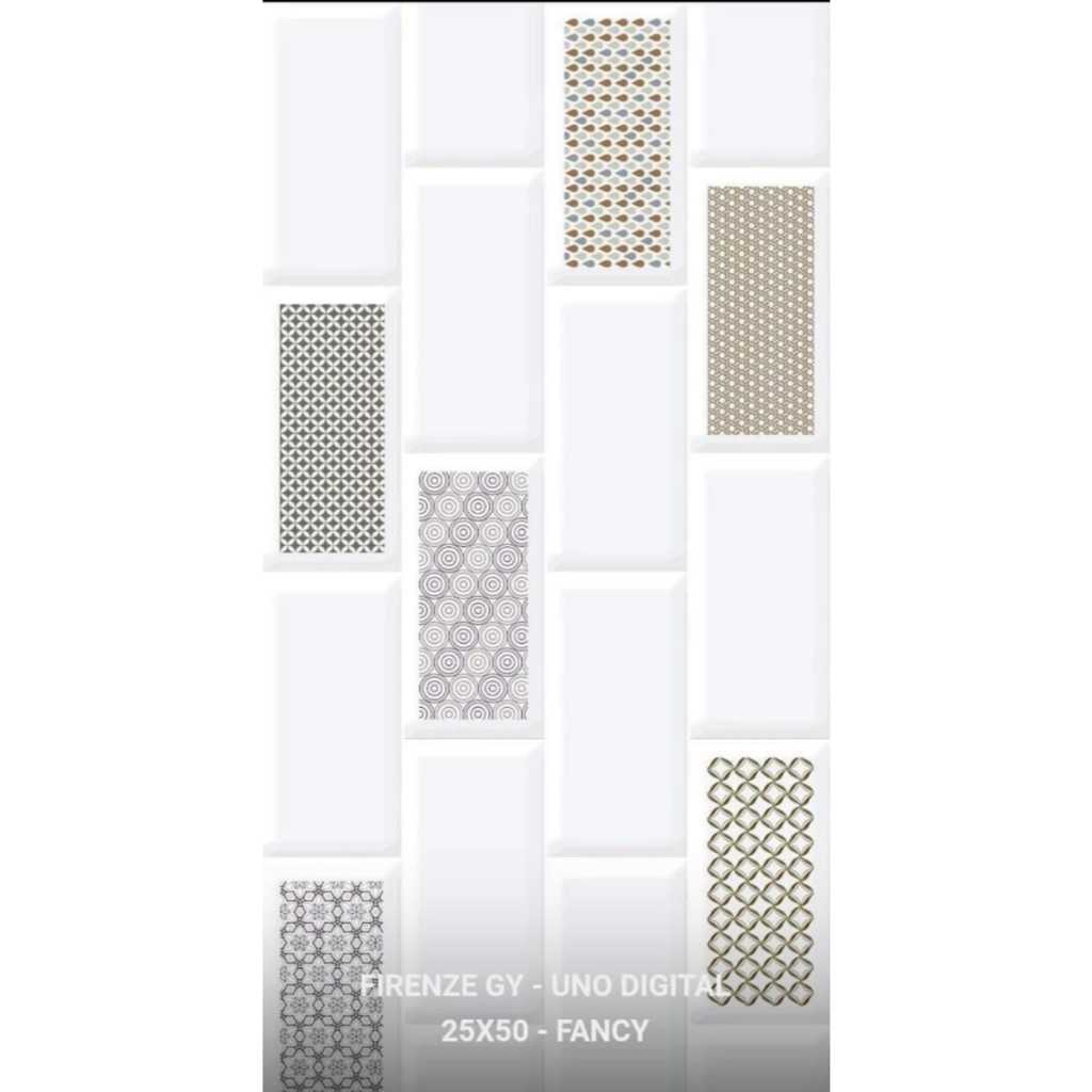KERAMIK DINDING KAMAR MANDI MOTIF MINIMALIS | UNO FIRENZE GREY 25X50