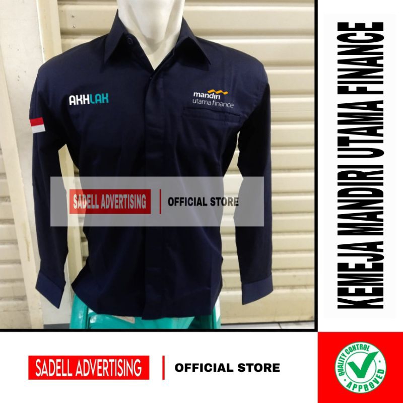 Kemeja Mandiri Utama Finance Seragam Mandiri Utama Finance AKHLAK Navy Lengan Panjang Pria Bordir