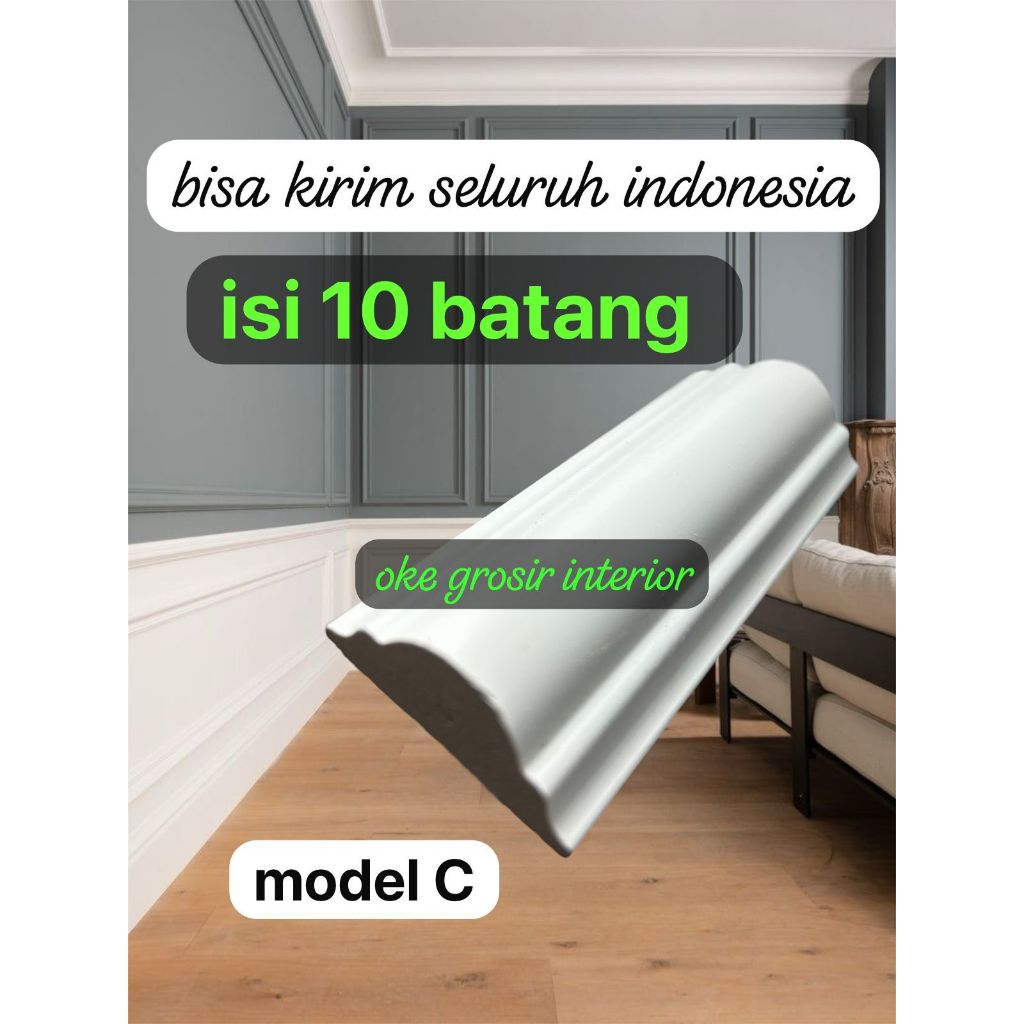 Molding dinding pvc (10pcs) Lebar 4cm x 3meter harga grosir/list molding pvc premium/molding dinding