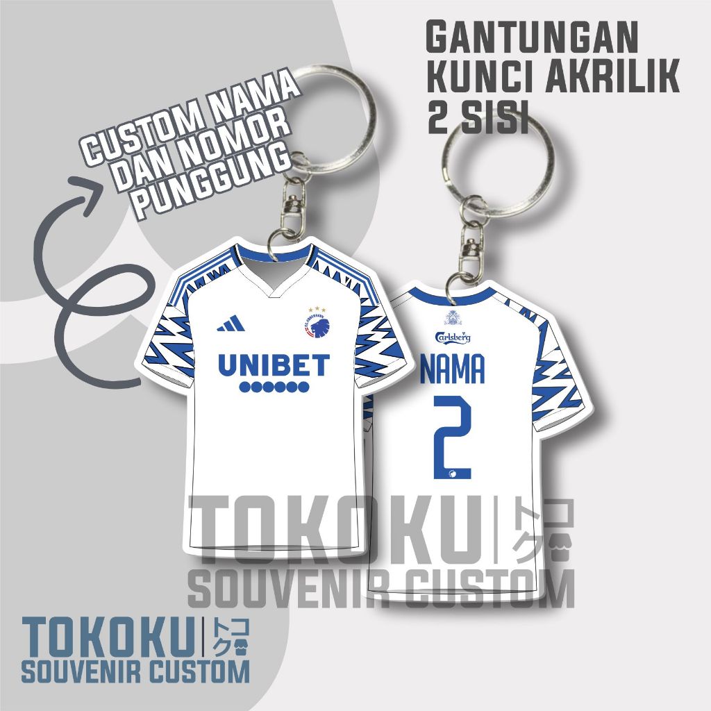 GANTUNGAN KUNCI JERSEY COPENHAGEN CUSTOM NAMA & NOMOR PUNGGUNG