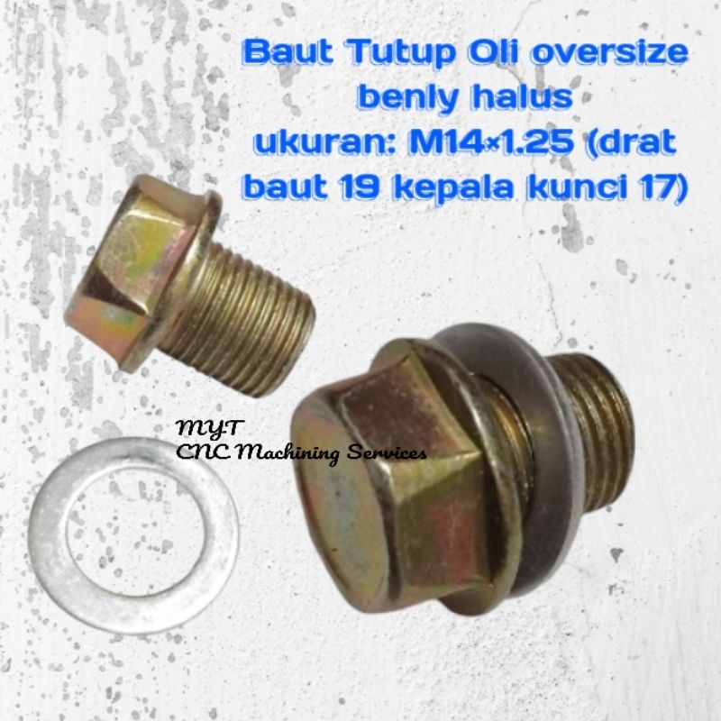 Baut Oli Oversize baut tutup oli mesin bawah benly halus M14x1.25 drat baut 19 set ring almunium