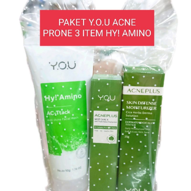 PAKET Y.O.U 3in- 1 ACNE PRONE HYAMINO//SKINCARE ANTI JERAWAT