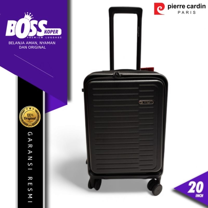 Koper laptop cabin PIERRE CARDIN 20 inch kabin hardcase expand buka depan original