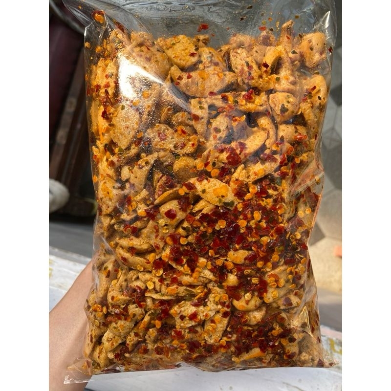 

Kripik otak otak crispy 500gram pedas asin daun jeruk