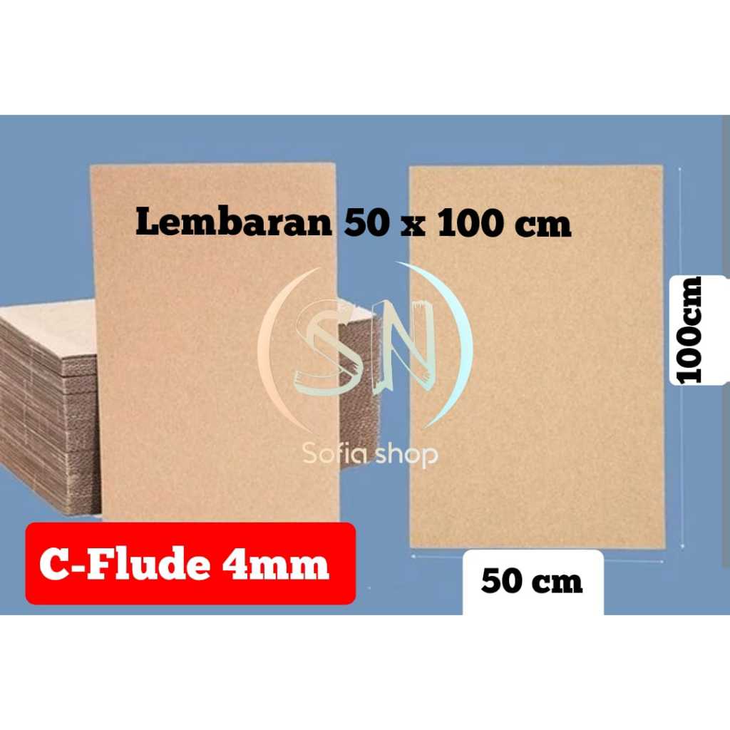 

TEBAL 4 MM KARDUS KARTON LEMBARAN 50x100 cm / 50 x 100 cm / 100x50 cm SINGLE WALL C-FLUDE CORRUGATED SHEET POLOS BARU