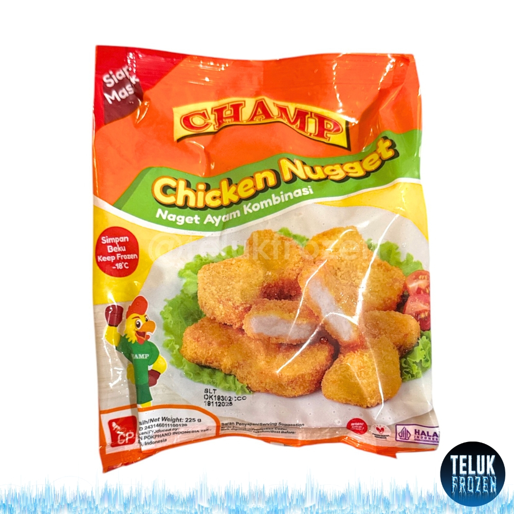 

champ chicken nugget 225gr g / nuget ayam champ 225 gram / naget ayam halal daging kombinasi enak murah crunchy kopong