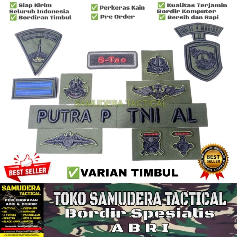 FULL 1 SET ATRIBUT PAPAN NAMA PDL TNI KHUSUS TIMBUL SPON 3 MM UNTUK AD/AL/AU PERKERAS / MIKA