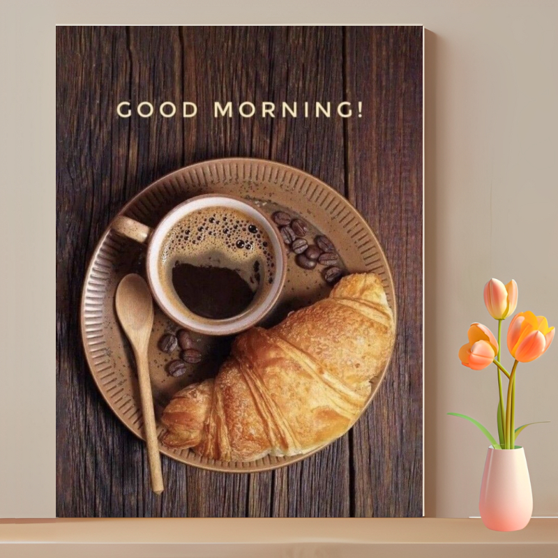 Poster croisan Dan Secangkir Kopi Hiasan Dinding MDF Gb20
