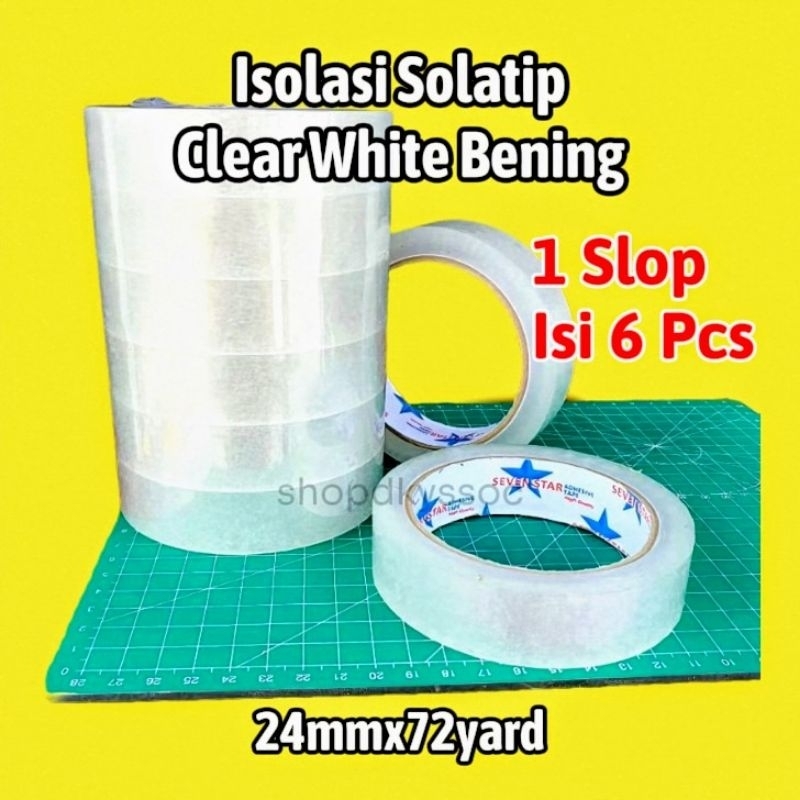 

[1SLOP 6PCS] Isolasi Selotip 1 Inch Clear White Bening 24mmx72yard Termurah