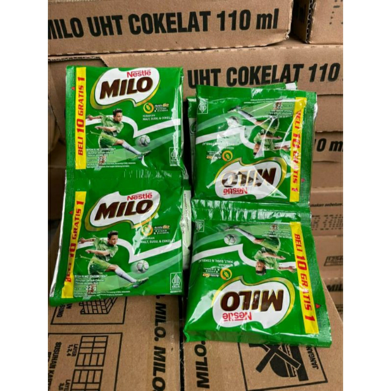 

Milo saschet 1 renceng isi 11 saschet