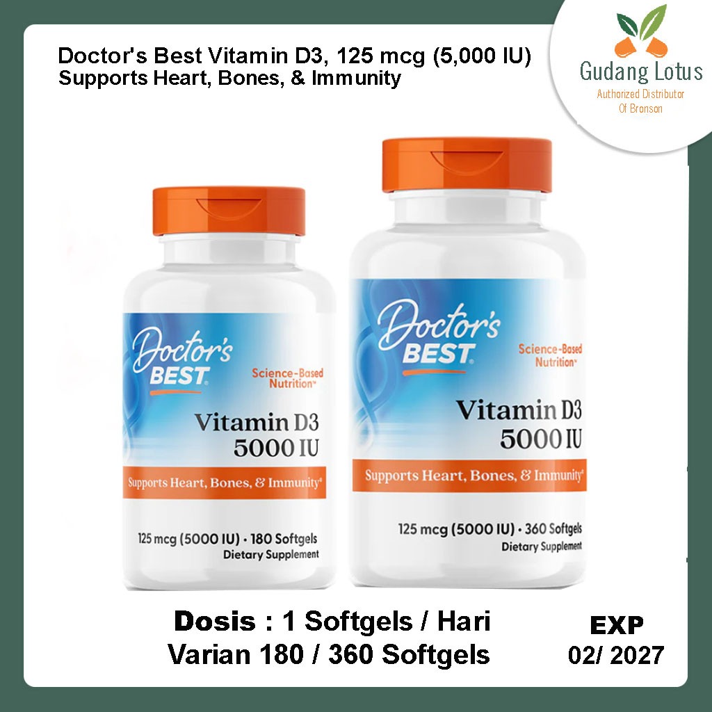Doctors Best Doctor's Best Vitamin Vit D 3 D3 5000iu 5000IU 180 softgels Doctor Best