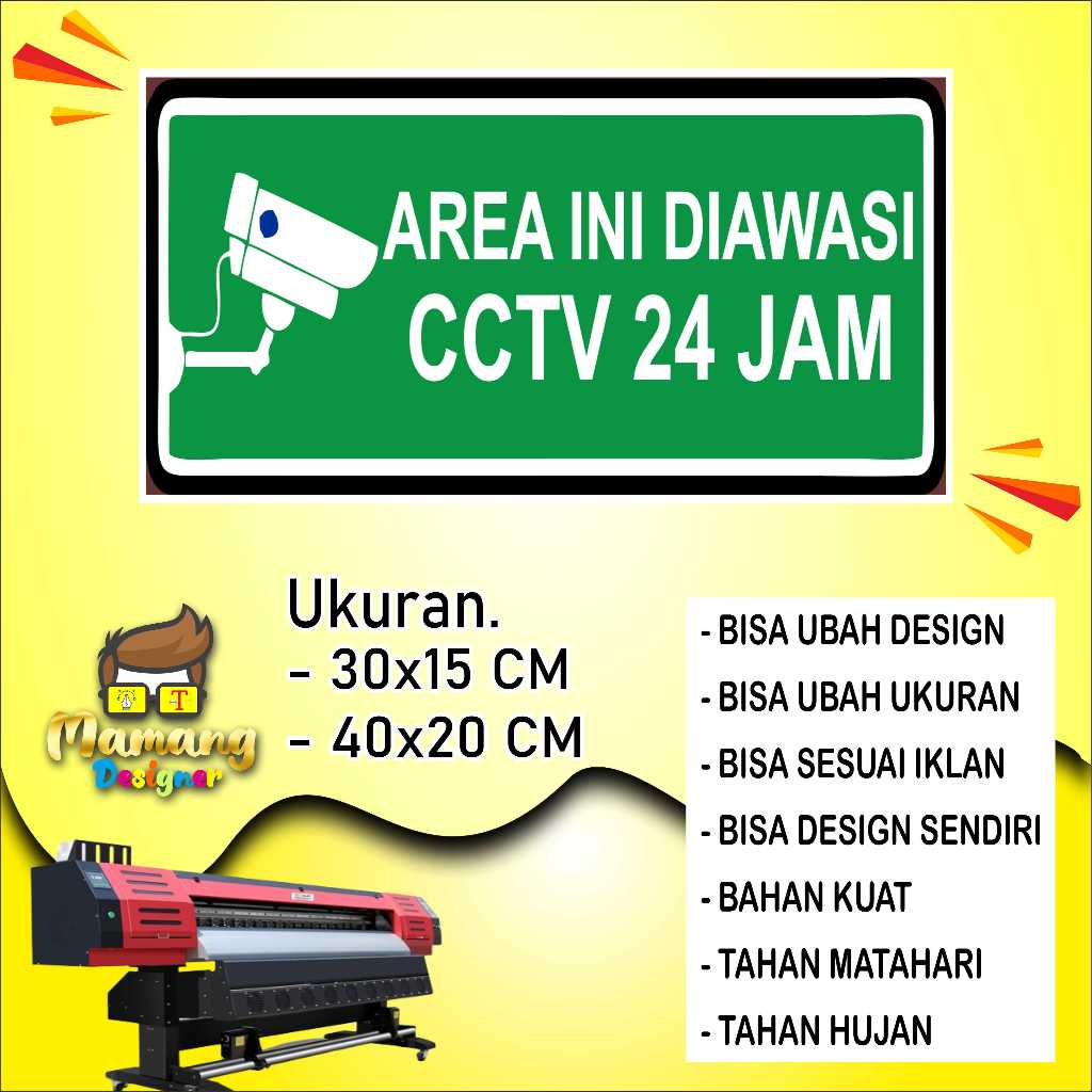 

Stiker Tempelan Tulisan Di awasi CCTV Bahan Kuat Hijau