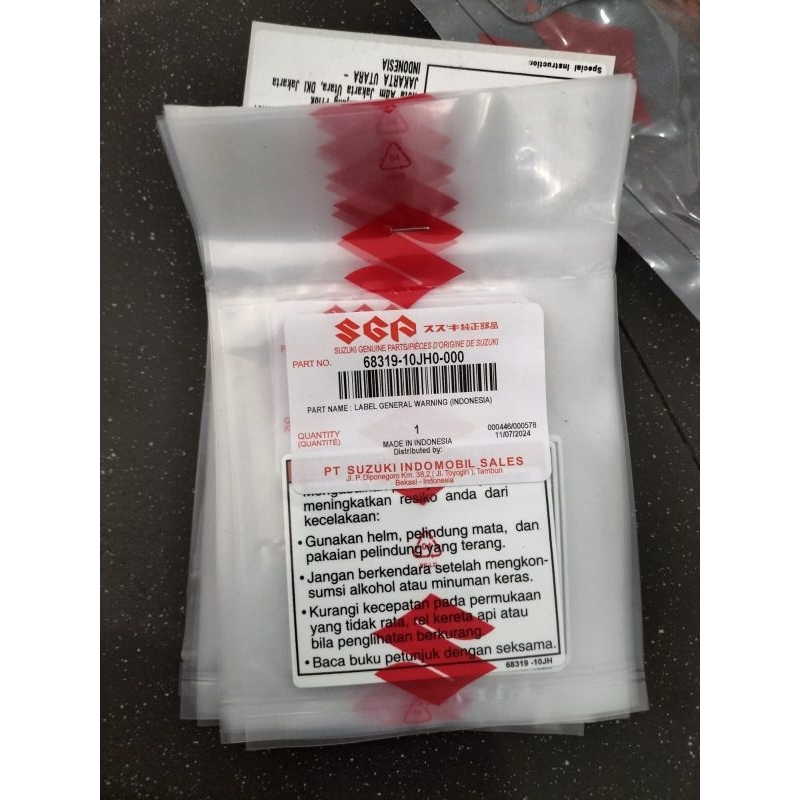 Stiker Lebel warning peringatan tipe Suzuki