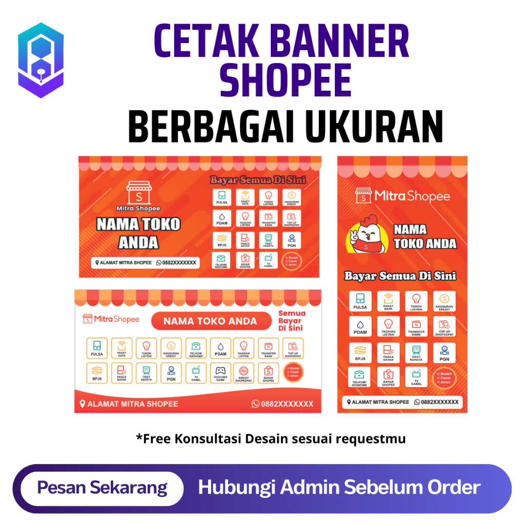 Desain Cetak Spanduk Banner Mitra Shopee | Free Desain Sampai Acc