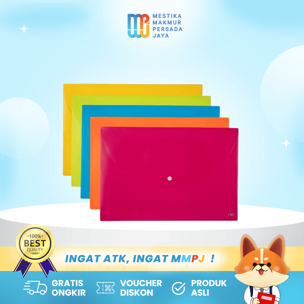 

Deli Map Dokumen Kancing Folio / F4 Warna Warni Seri Rio EF10202