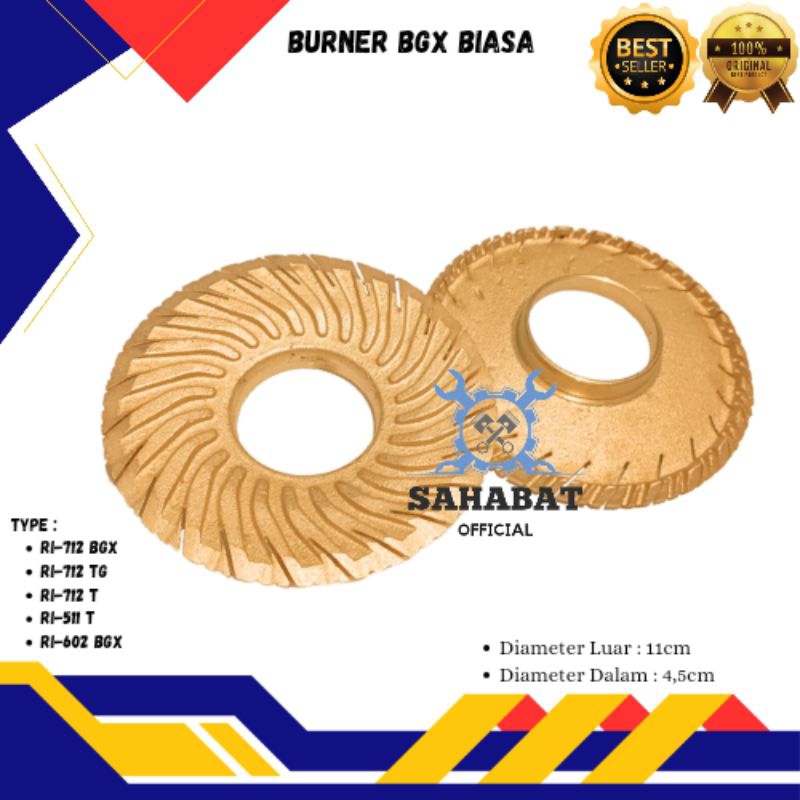 BURNER KOMPOR GAS RINNAI BGX TORNADO KUNINGAN KOMPOR GAS RINNAI