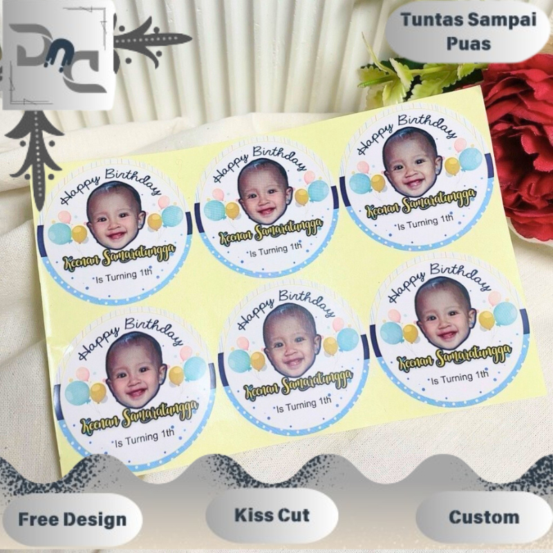 

5-8 Stiker Bahan Vinyl Ulang Tahun Anak Sticker Label Undangan Happy Birthday Uk.Sedang Dnd