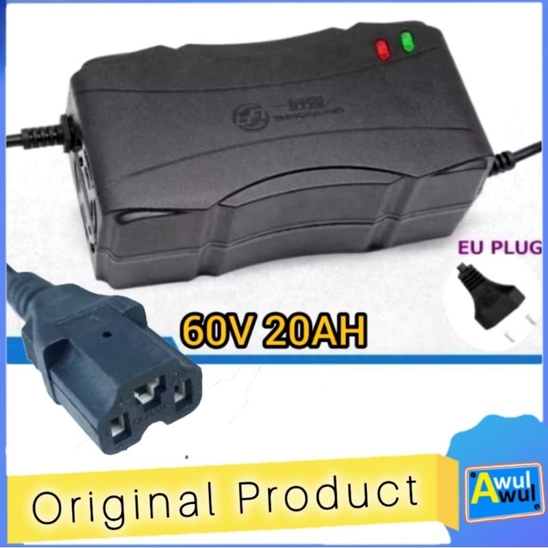 Charger Baterai SLA 60V 20Ah Universal Auto Cut Off untuk Motor Listrik Uwinfly T3 LN Pro Tangkas V8