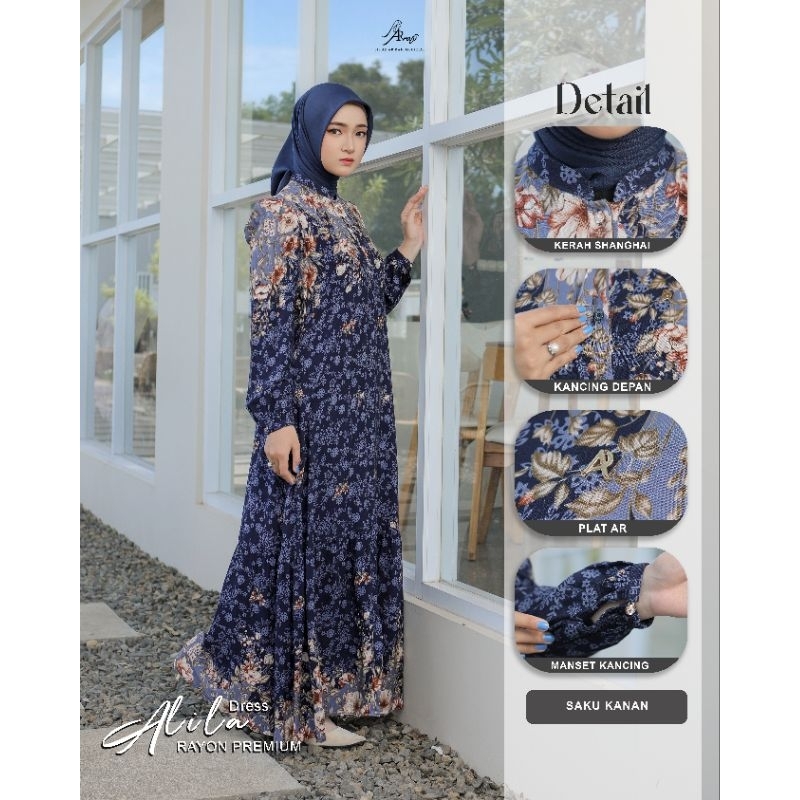 Dress Terbaru AR Rafi - Alila Dress - Gamis Motif Terbaru Rayon Premium - ORI BY AR RAFI