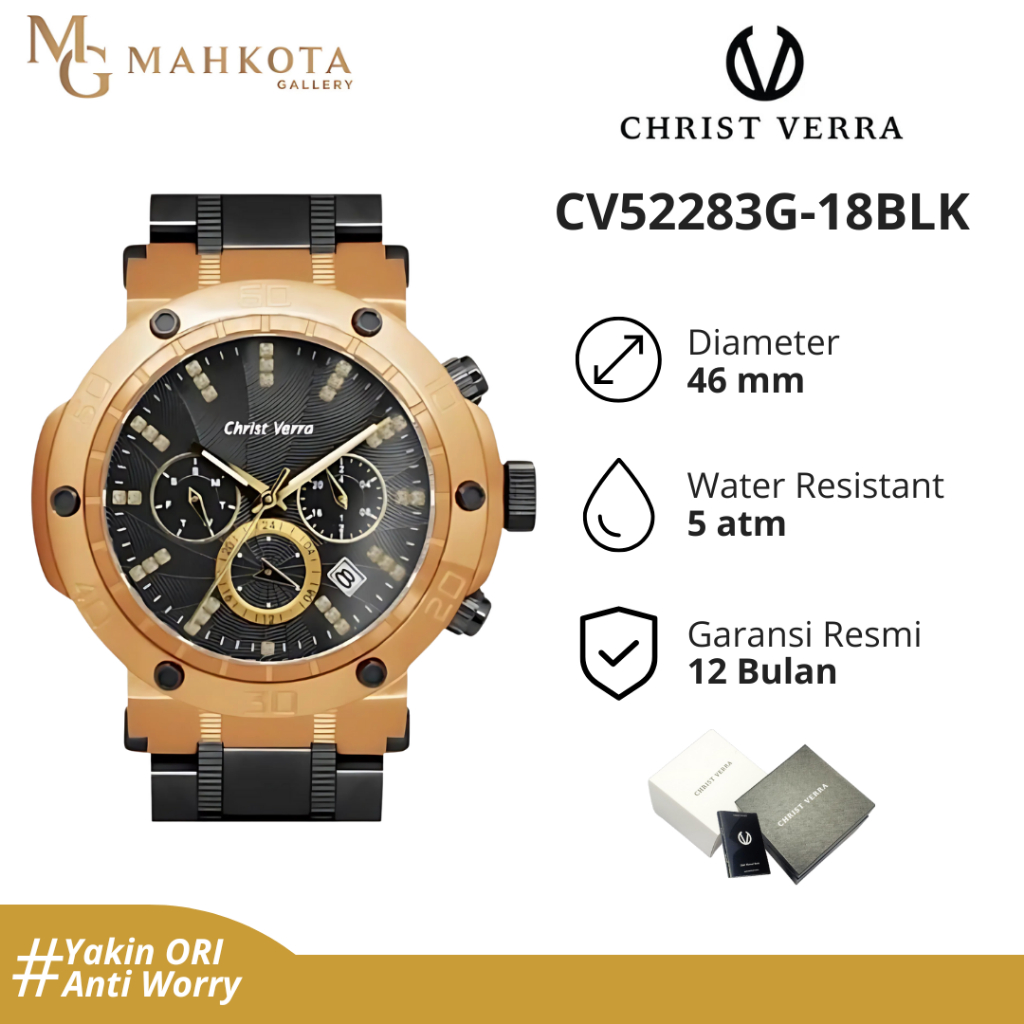 Jam Tangan Pria Christ Verra Seri CV52283G-18BLK Chronograph Aktif Original dan Bergaransi