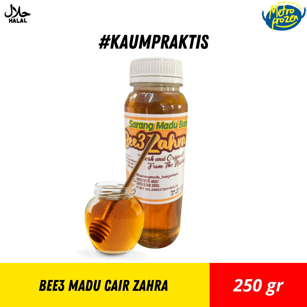 

BEE3 Madu Cair Zahra 250gr //madu cair asli //madu cair murni instan Banjarmasin