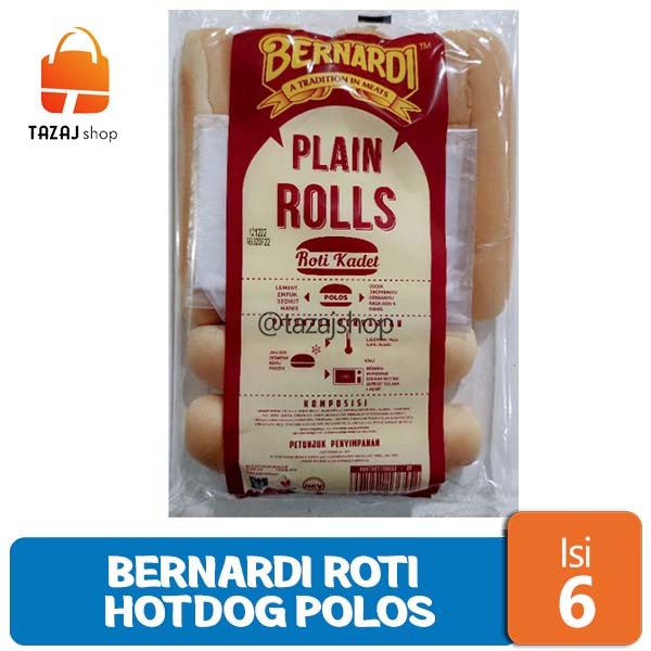 

Bernardi Roti Hotdog Polos / Plain Rolls Isi 6 Pcs