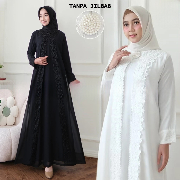 gamis terbaru 2023 lebaran wanita gamis terbaru long dress premium gamis putih dress muslim KEKINIAN