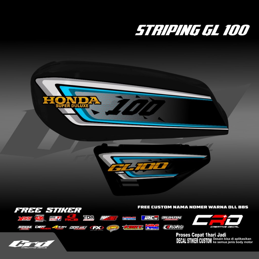 STRIPING STIKER LIS VARIASI HONDA GL 100 GL STRIPING VARIASI HONDA GL 100