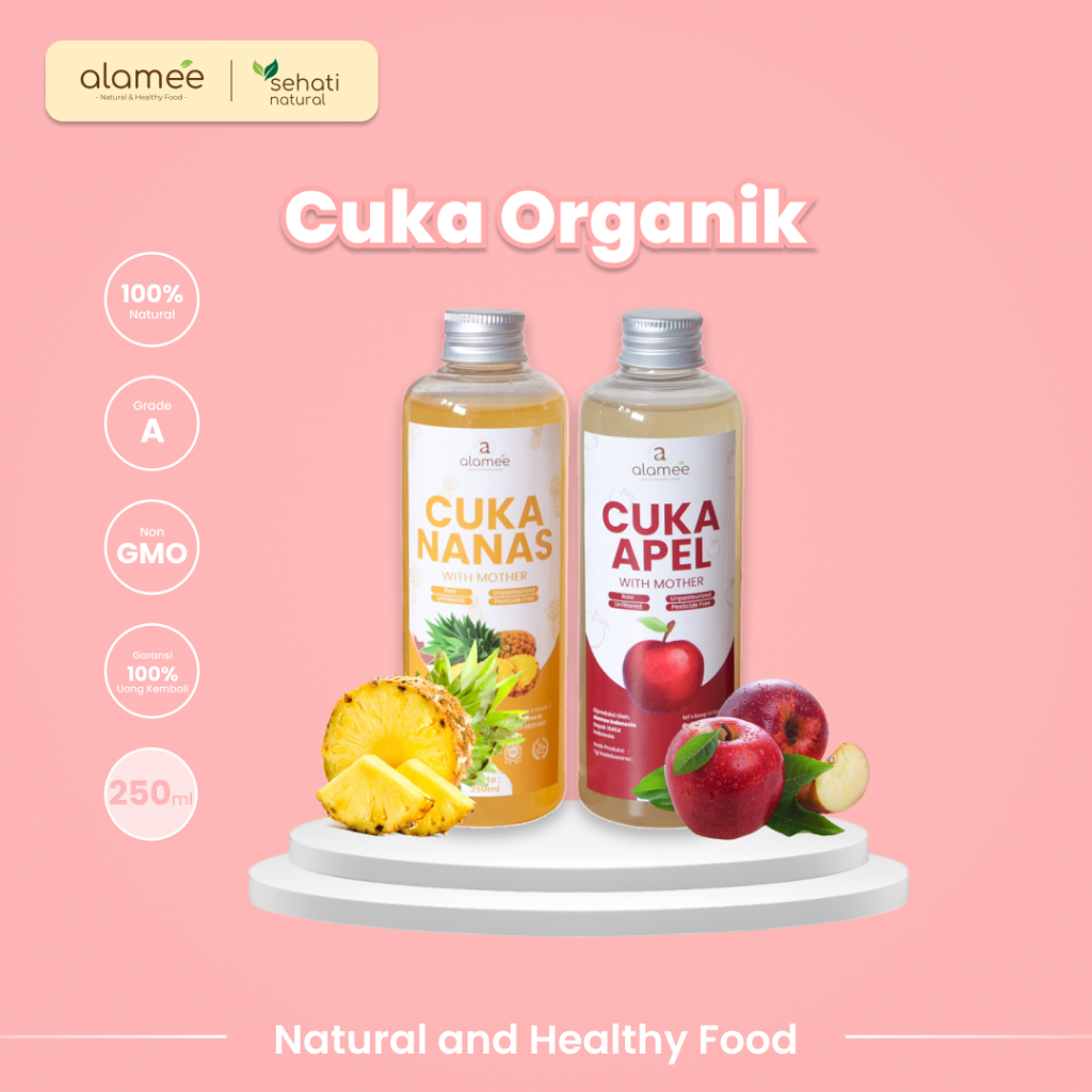 

ALAMEE Cuka Apel Nanas Original Vinegar With Mother Premium Organik Pine Apple Cider Vinegar 250ml