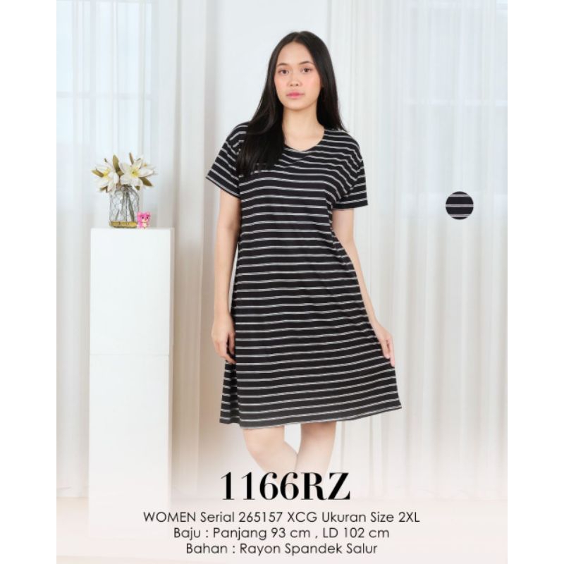 Lemone 1166RZ daster kaos dress casual motif salur wanita daster rumahan Dress pendek harian