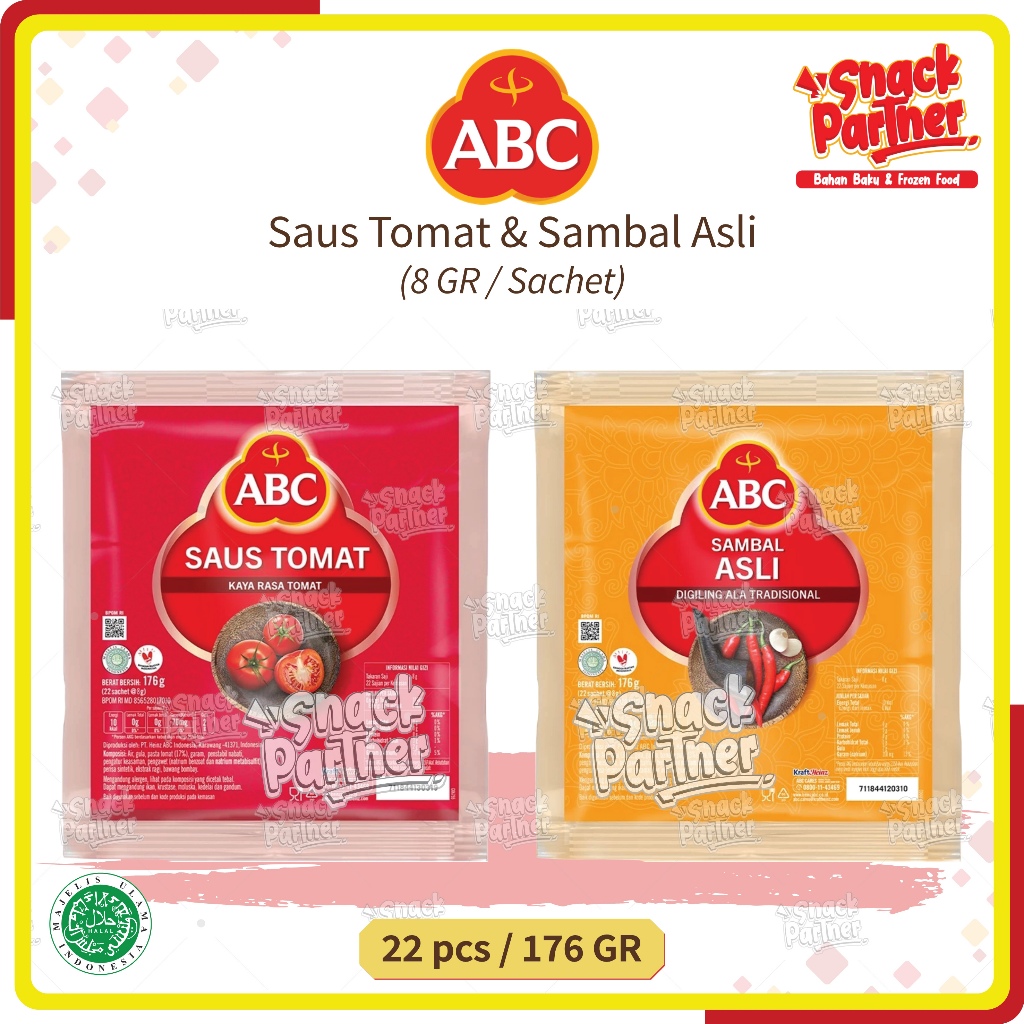 

ABC | Saus 22 PCS / SACHET 8 GR - Saos Sambel Sambal Asli Cabe Chili Pedas Tomat Ketchup