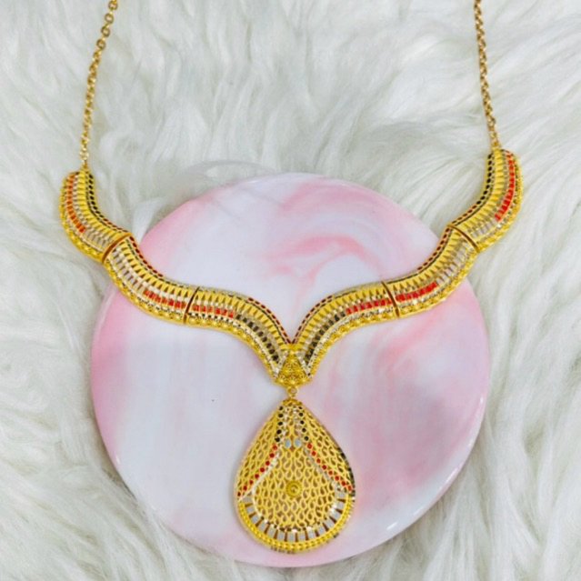 kalung fancy kerawang motif dubai terbaru elegant emas asli kadar 700