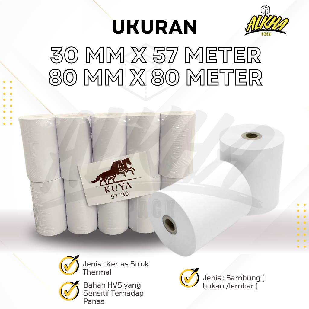 

Kertas Struk / Kertas Resi / Paper Roll 30mm X 57 meter 1 Pack