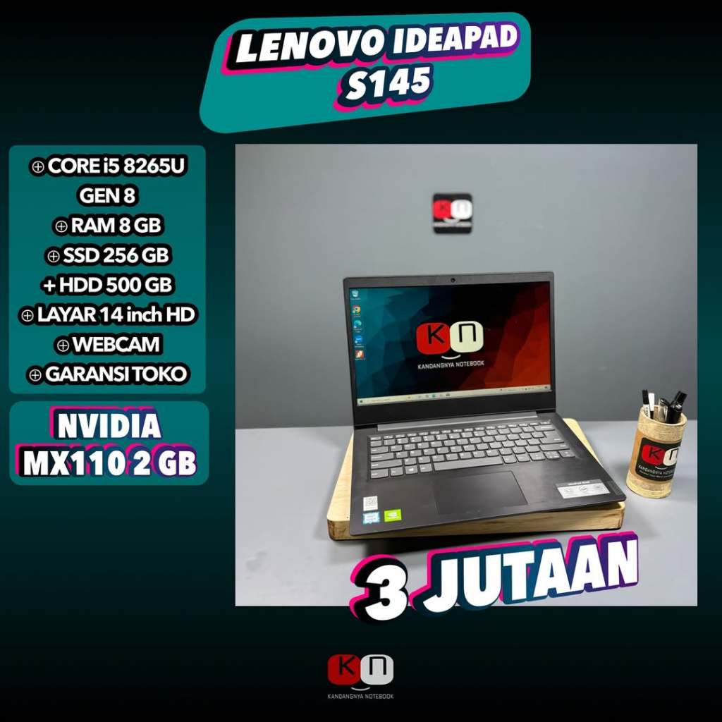 Lenovo Ideapad S145 Core i5 8265U Ram8GB Ssd256+Hdd500GB 14inch Hd