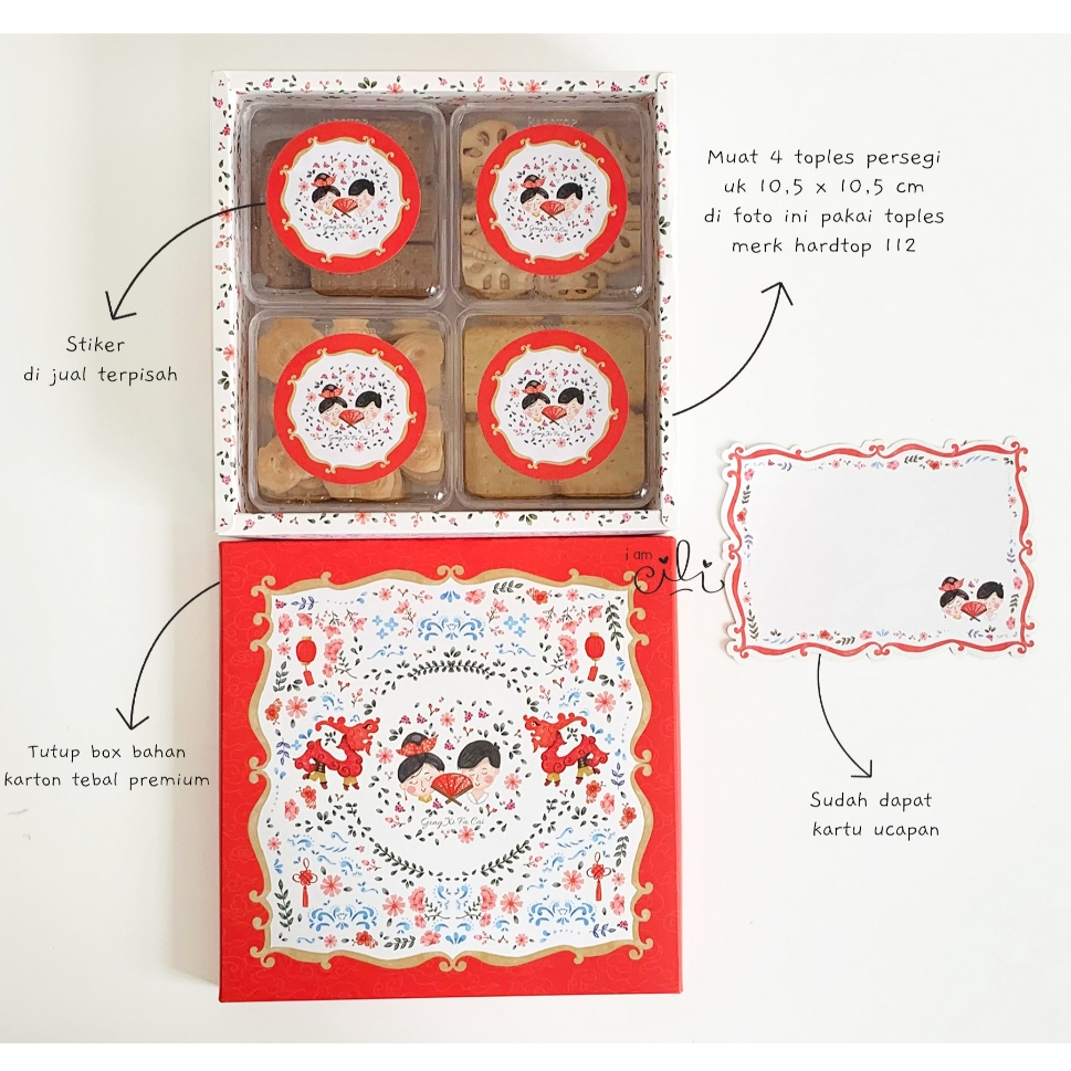 

(BOX 24X24X7 cm IMLEK) DUS lapis legit bolu double wall kue kering chinese new year sincia (isi 10)