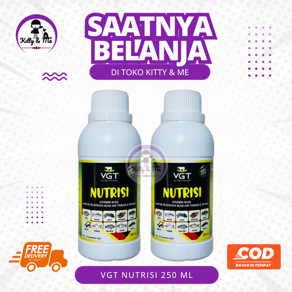 VGT NUTRISI IKAN DAN UDANG 250 ML - Nutrisi Organik Penggemuk, Mempercepat Pertumbuhan Ikan