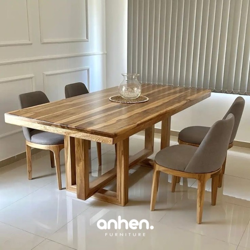 Set Meja Makan Jati Modern Minimalis / Set Kursi Makan Jati Modern Minimalis