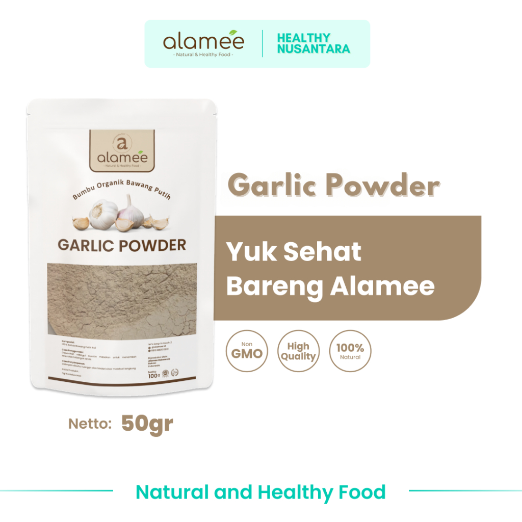 

ALAMEE Bawang Putih Bubuk Ground Garlic Powder Bumbu Dapur Organik Instan Murni Asli Tanpa Campuran