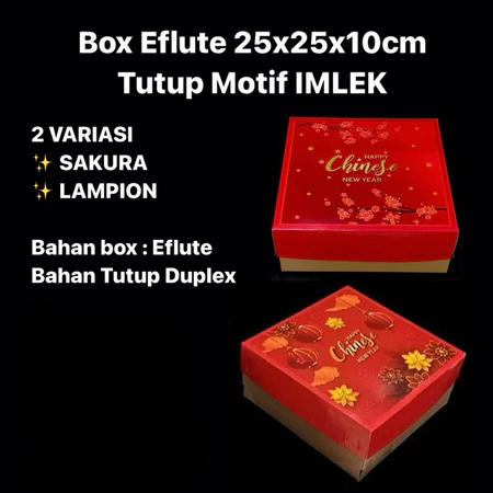 

(3pcs ) Box Eflute Ukuran 25x25x10cm Tutup Motif Imlek Murah Untuk Kardus Makanan Parcel Serbaguna