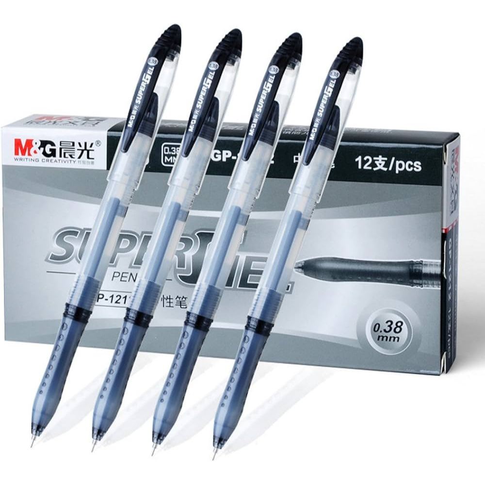 

TomSunlight M&G Gel Grip Stick Fine Point Gel Pens, 12 Black Ink Pen(0.38MM) GP-1212