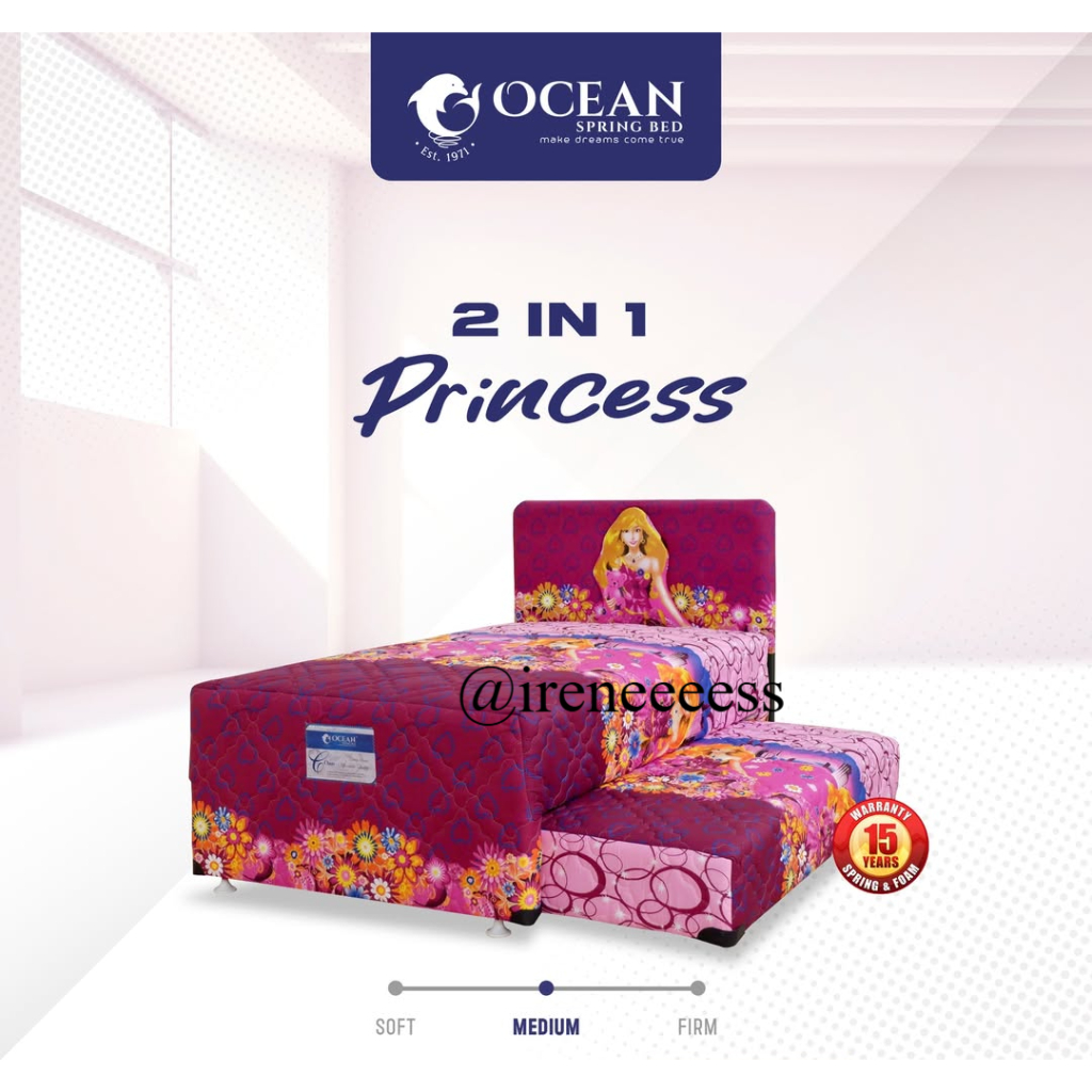 [ 2IN1 OCEAN PRINCESS ] KASUR SPRING BED ANAK PRINCESS / KASUR SORONG DORONG ANAK PEREMPUAN PINK GAR