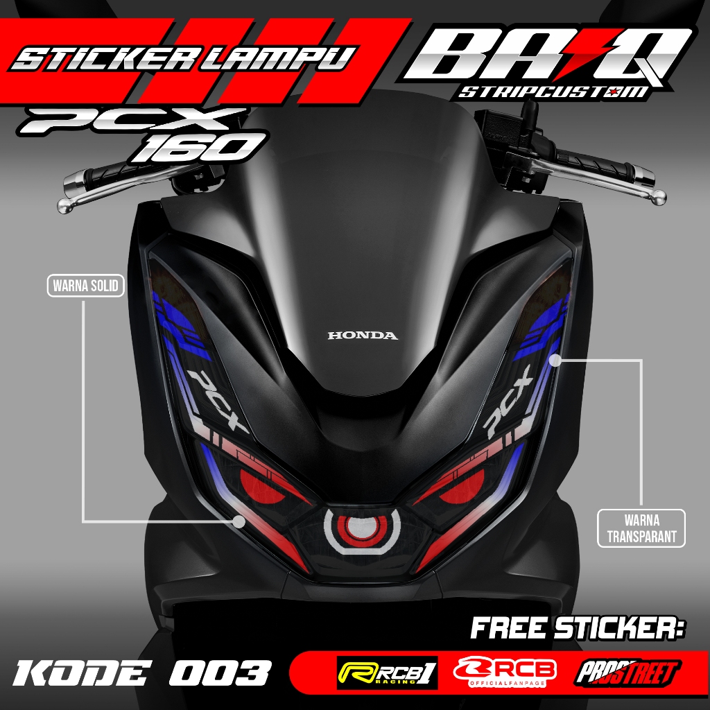 003 STICKER LAMPU DEPAN PCX 160 - STICKER LAMPU ALIS PCX 160 MOTIF LIST SIMPLE