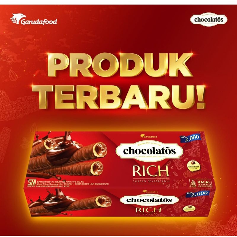 

Chocolatos Rich Cokelat (Isi 12pcs)/Wafer Roll Chocolatos Rich