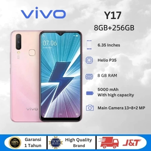 Vivo Y17 HP Murah Cuci Gudang Android RAM 8+256GB Fullset AI Triple Camera 5000mAh Ultra All Screen