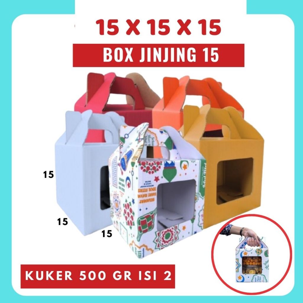 

Box Kue Kering 15x15x15 Jinjing (KUKER TOPLES 500gr ISI 2) Box Jinjing Kardus Lebaran Idul Fitri Hampers Polos/Motif