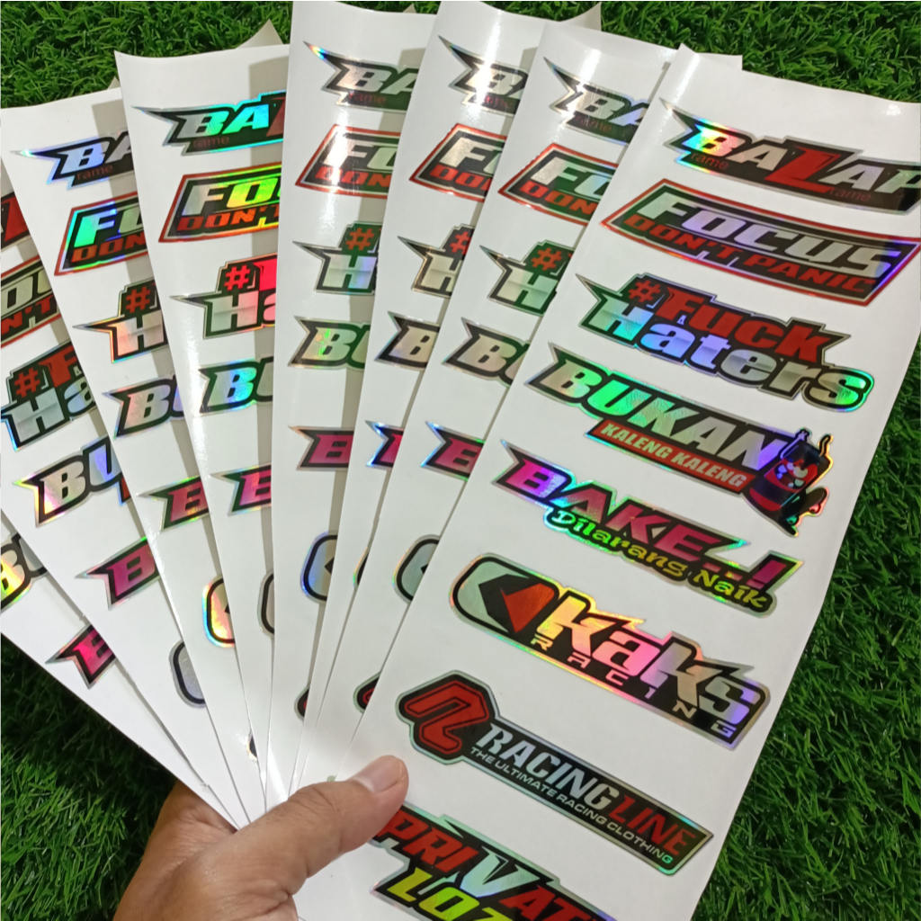 

sticker pack 1 lembar sponsor Stiker viral | kata-kata | vinyl Glossy/Hologram stiker potongan presisi terbaru stiker kecil
