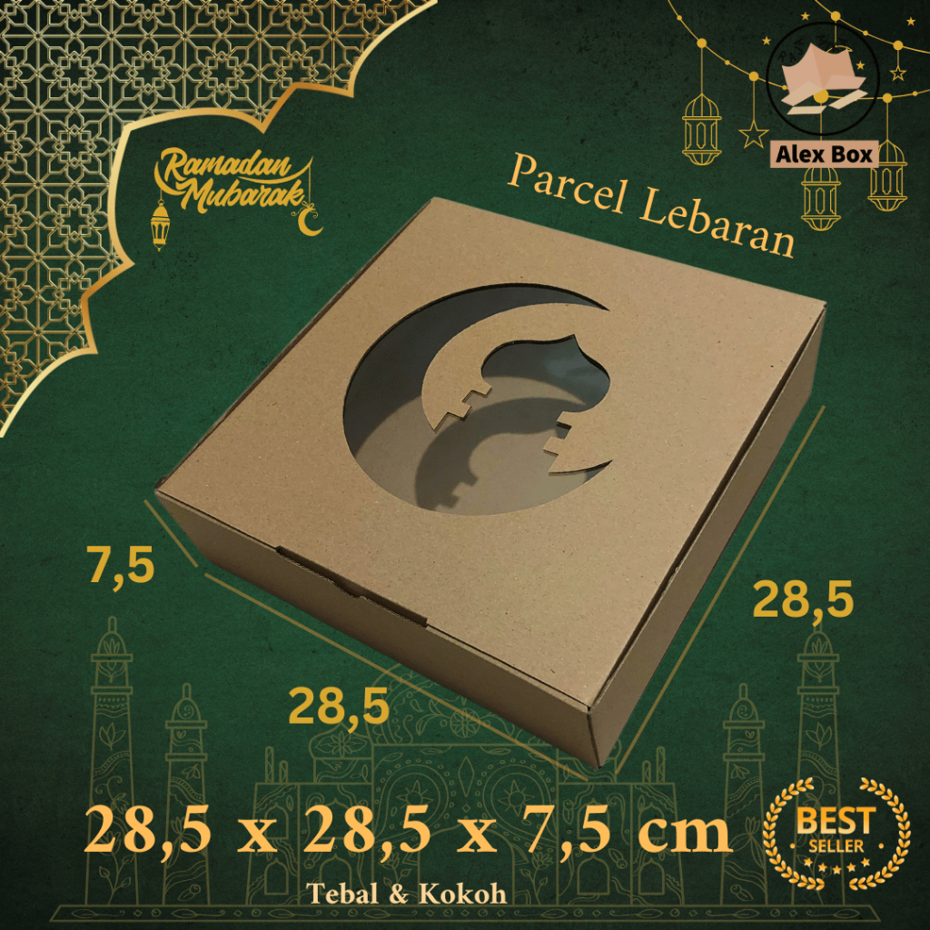

Kardus Box Parcel Lebaran 28,5 x 28,5 x 7,5 cm | Model Mika | Idul Fitri, Hampers, Bingkisan, Hantaran, Kue, Diecut
